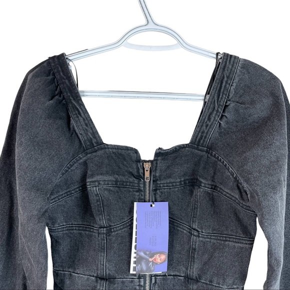 NEW Future Collective Puff Sleeve Denim Dress - Picture 4 of 7